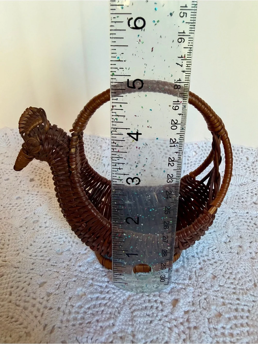 Vintage Handwoven Wicker Chicken Basket Rustic Farmhouse Easter Egg Decor
